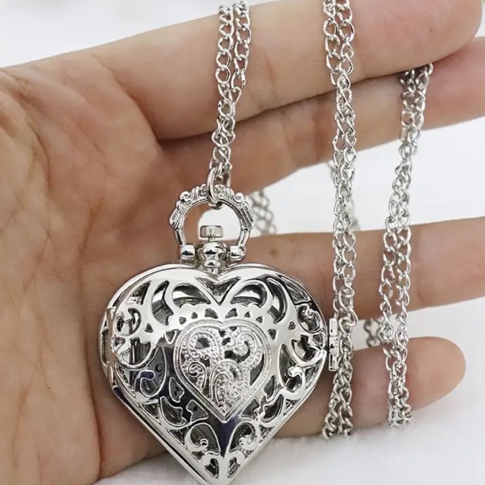 Silver Heart Quartz Watch Key Chain